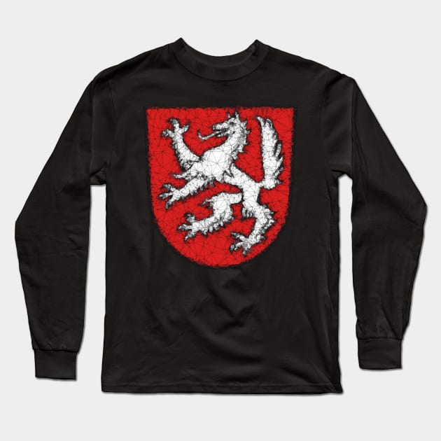 Low Poly Coat of Arms Red Long Sleeve T-Shirt by TRIME